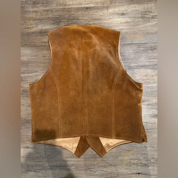 Vintage Sears The Leather Shop Western Suede Leather Vest Jacket Sz 44/XL - Picture 2 of 7